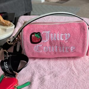 Juicy Couture Pink Strawberry Embroidered Wristlet